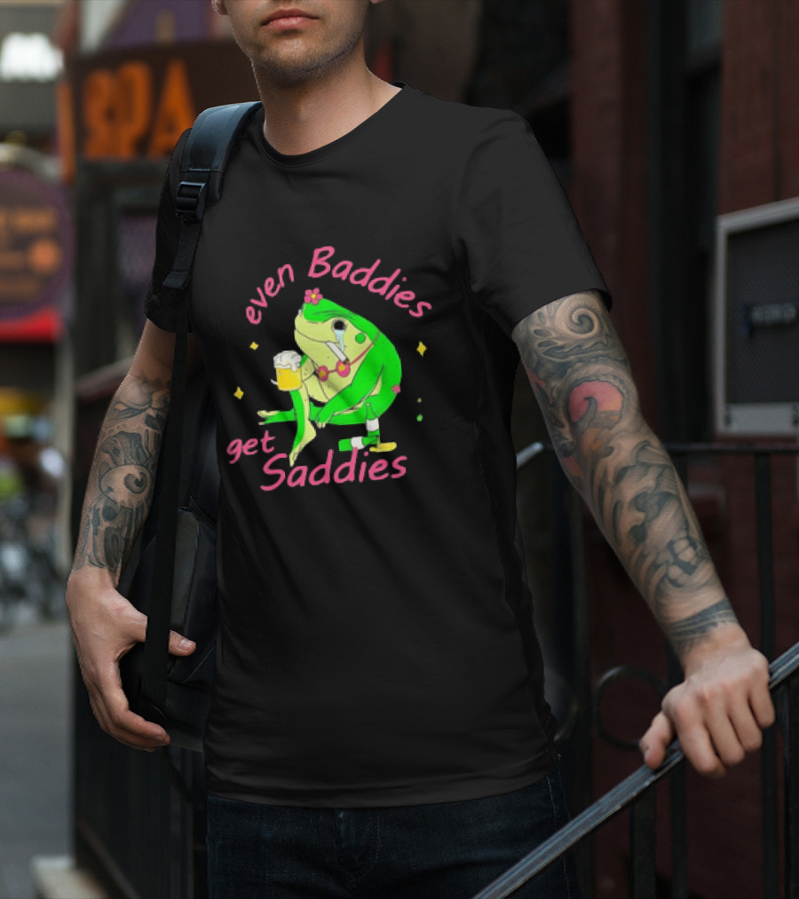 Even Baddies Get Saddies Drunk Frog With Beer And Cigarette T-Shirt