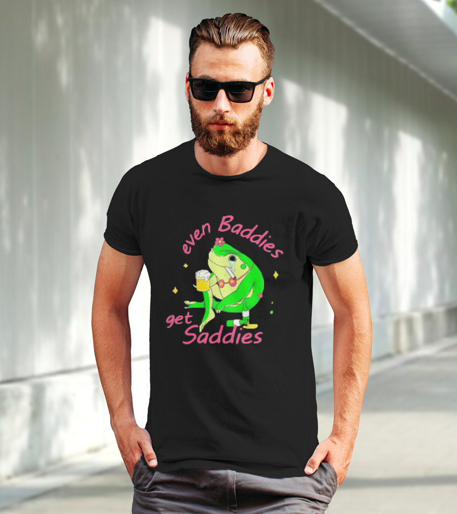 Even Baddies Get Saddies Drunk Frog With Beer And Cigarette T-Shirt