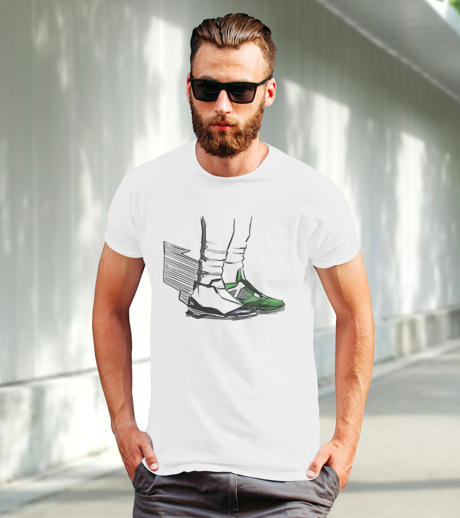 Jalen Two-Shoes Hurts Dual-Colored Sports Footwear Combo T-Shirt