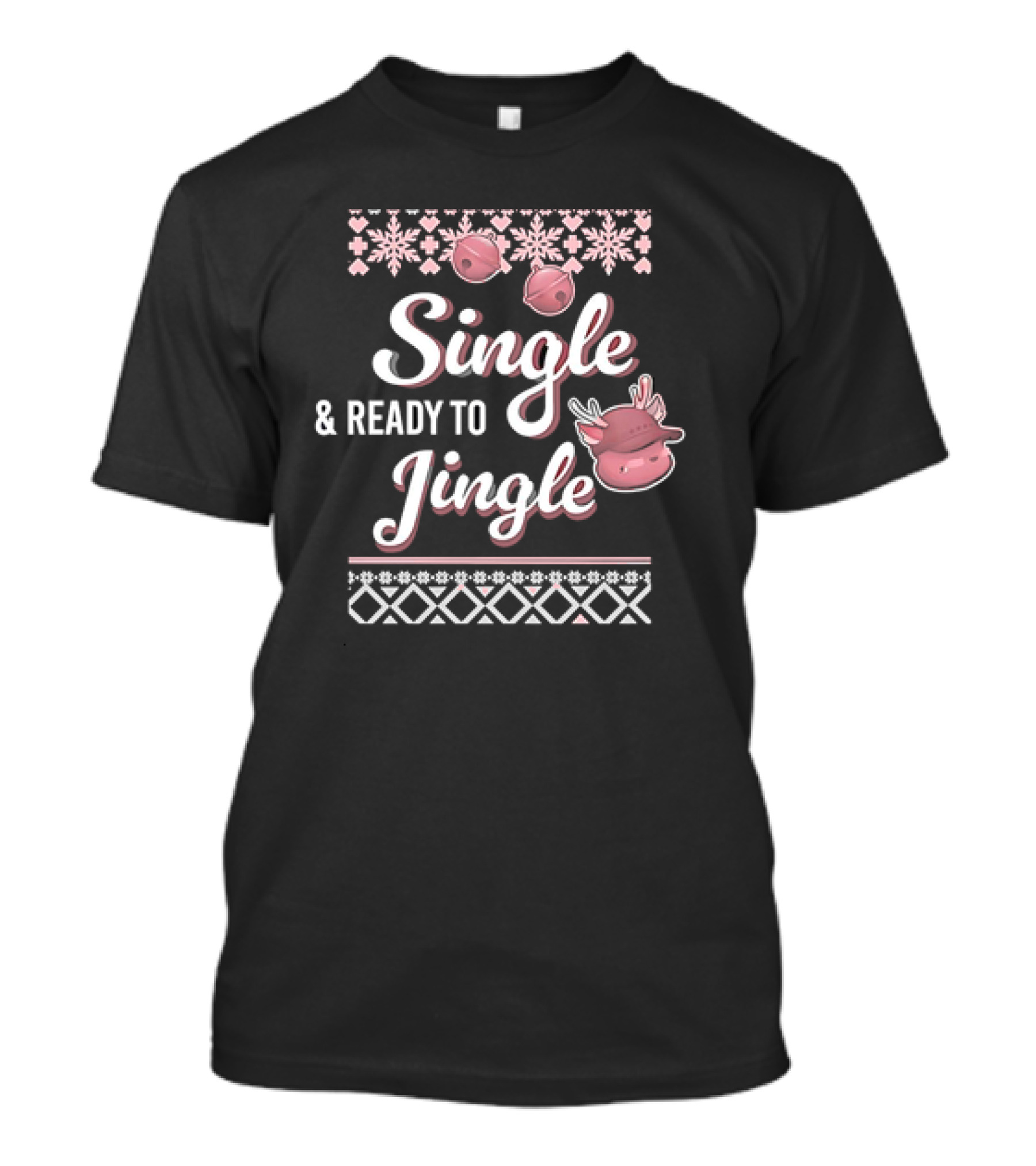 Metokur Store Single And Ready To Jingle Snowflakes Bells Reindeer T-Shirt