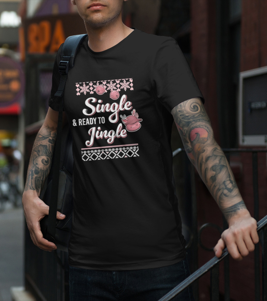 Metokur Store Single And Ready To Jingle Snowflakes Bells Reindeer T-Shirt