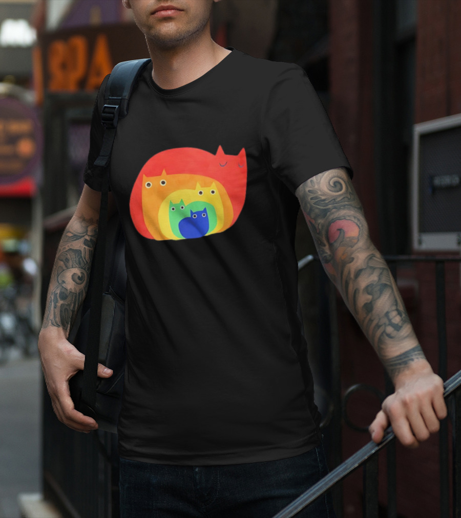 Rainbow Cats Pattern Layers T-Shirt