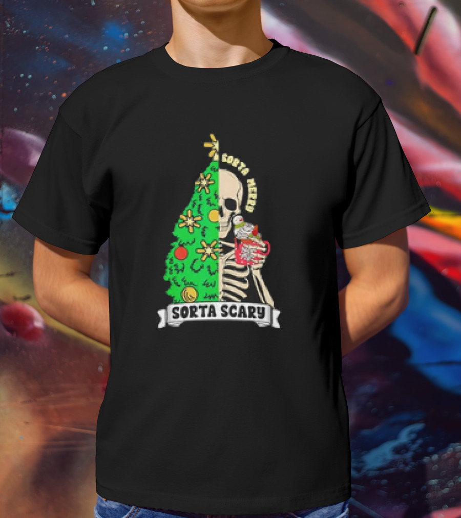 Sorta Merry Sorta Scary Christmas Skeleton Xmas Tree T-Shirt
