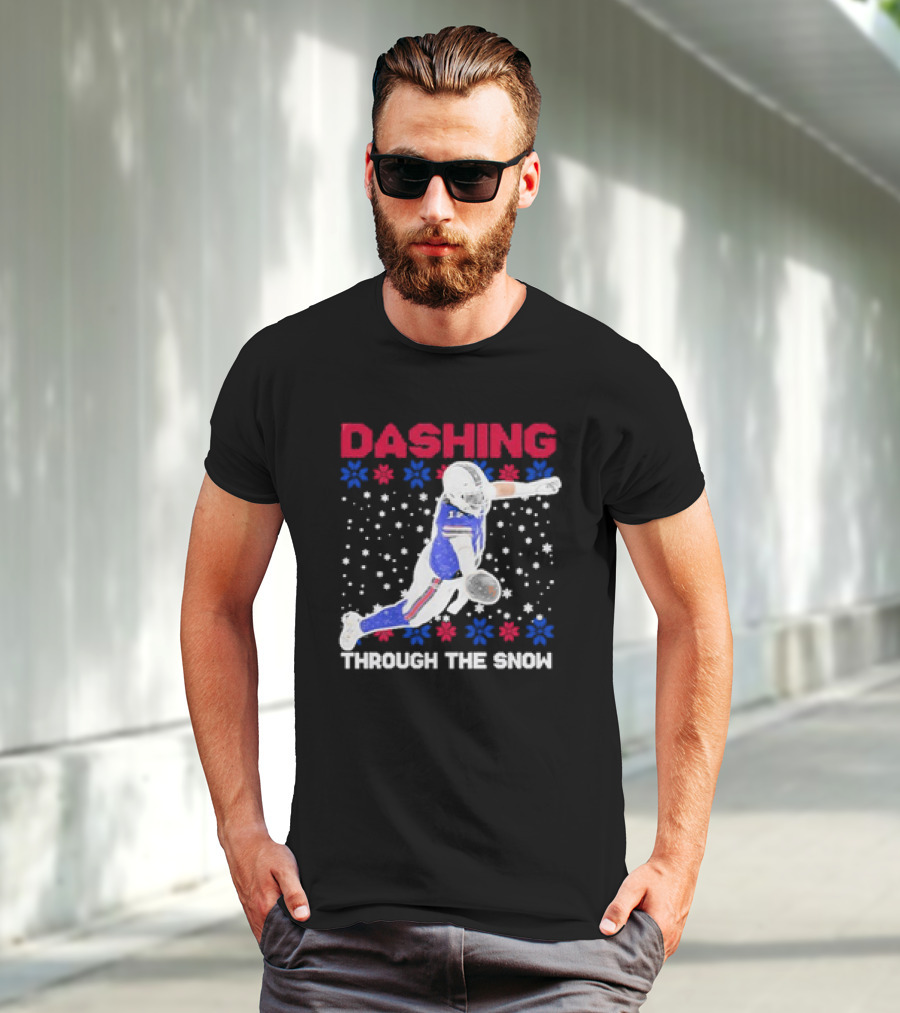 Josh Allen Buffalo Bills Dashing Through The Snow Holiday Football T-Shirt