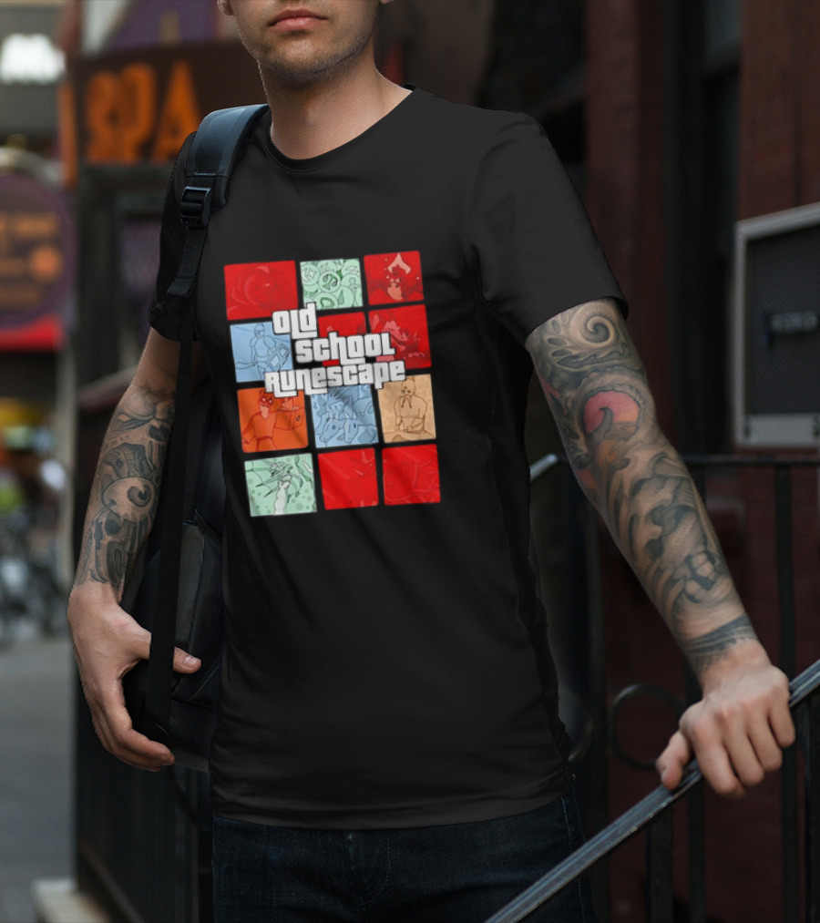 Old School RuneScape Pixel Art Character Collage T-Shirt