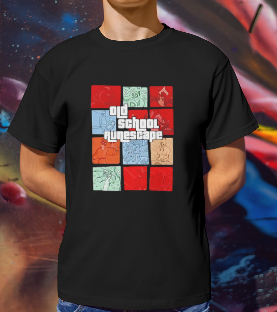 Old School RuneScape Pixel Art Character Collage T-Shirt