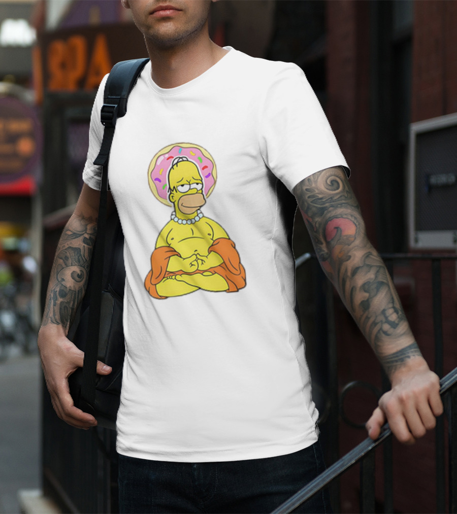 Simpsons Homer Buddha Donut Halo Meditation T-Shirt