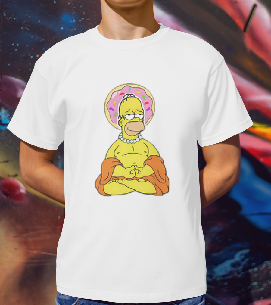 Simpsons Homer Buddha Donut Halo Meditation T-Shirt