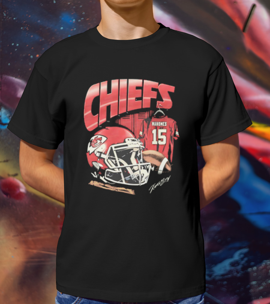 Kansas City Chiefs Patrick Mahomes 15 NFL Helmet Jersey Chiefs T-Shirt