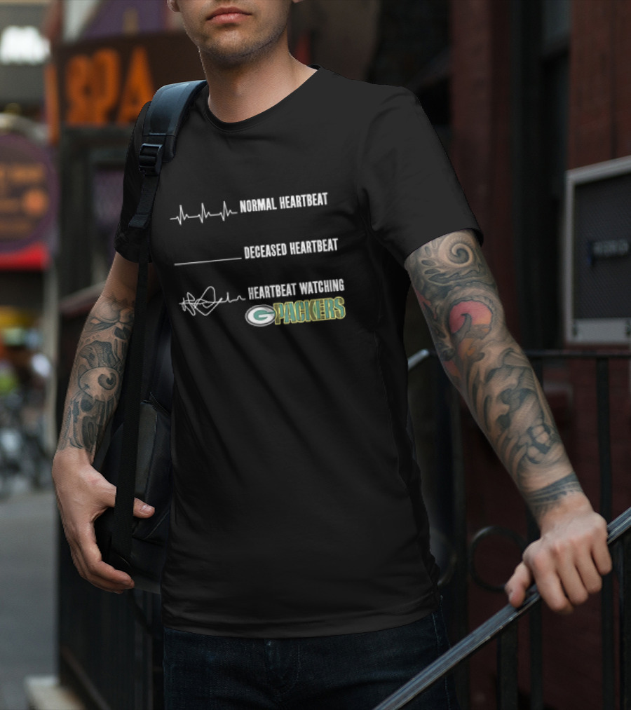 Normal Heartbeat Deceased Heartbeat Heartbeat Watching Green Bay Packers T-Shirt