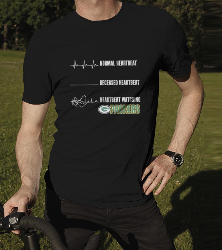 Normal Heartbeat Deceased Heartbeat Heartbeat Watching Green Bay Packers T-Shirt