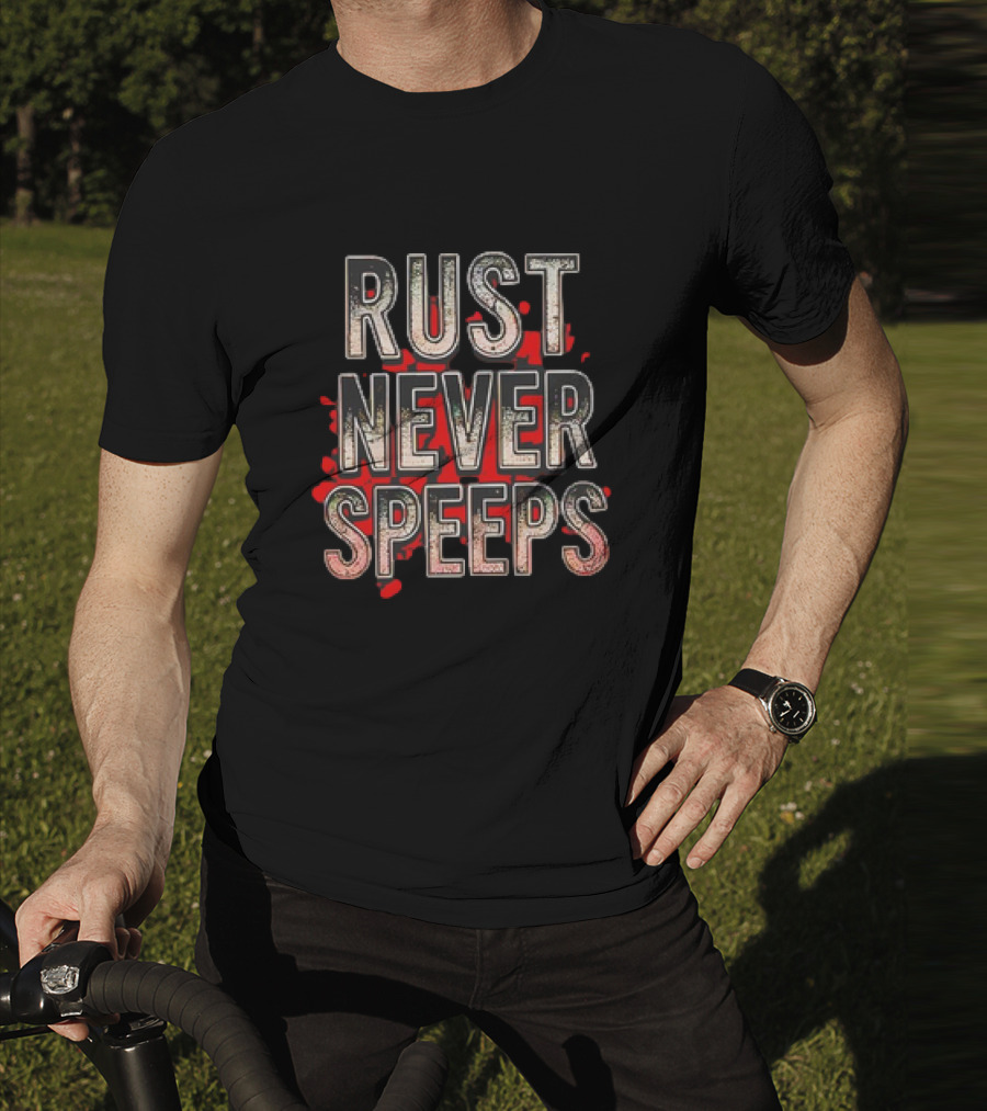 Rust Never Speeps Vintage Grunge Red Splatter T-Shirt