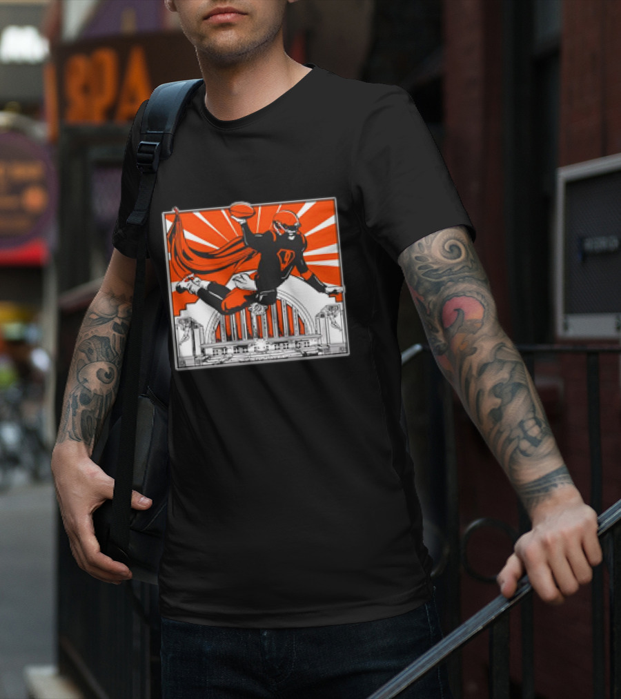 Cincinnati Bengals Superhero Joe Burrow Union Terminal Fan T-Shirt