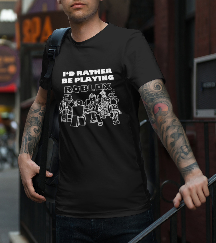 I’d Rather Be Playing Roblox Characters Fun Gaming Adventure T-Shirt