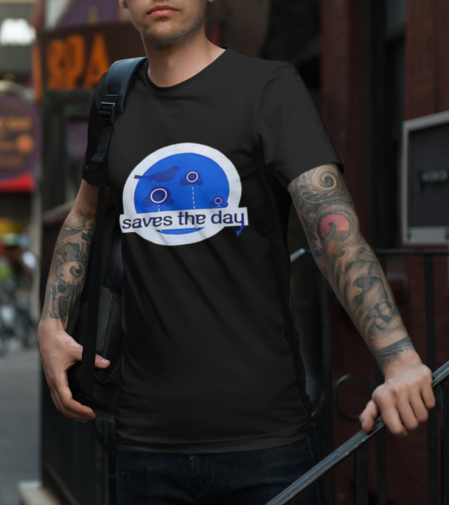 Saves The Day Bird Circular Icon Blue Background T-Shirt