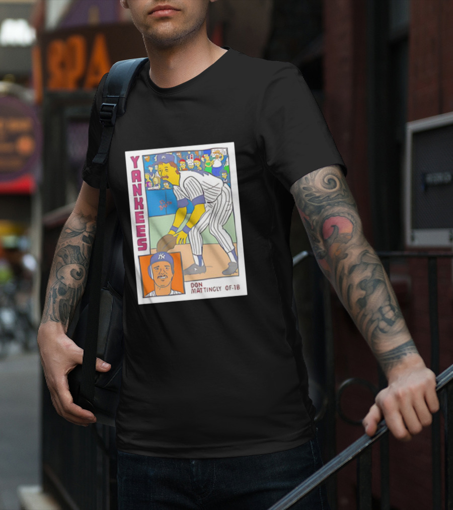 Yankees Don Mattingly OF-1B Simpsons Style Baseball Card T-Shirt