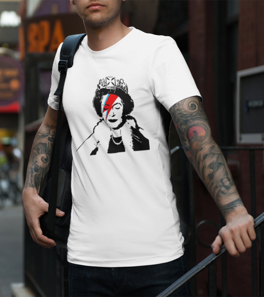 Queen Elizabeth Bowie Lightning Face Paint T-Shirt