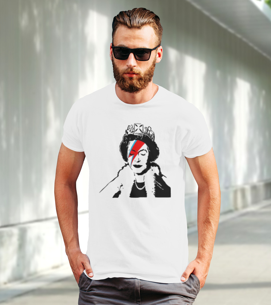 Queen Elizabeth Bowie Lightning Face Paint T-Shirt