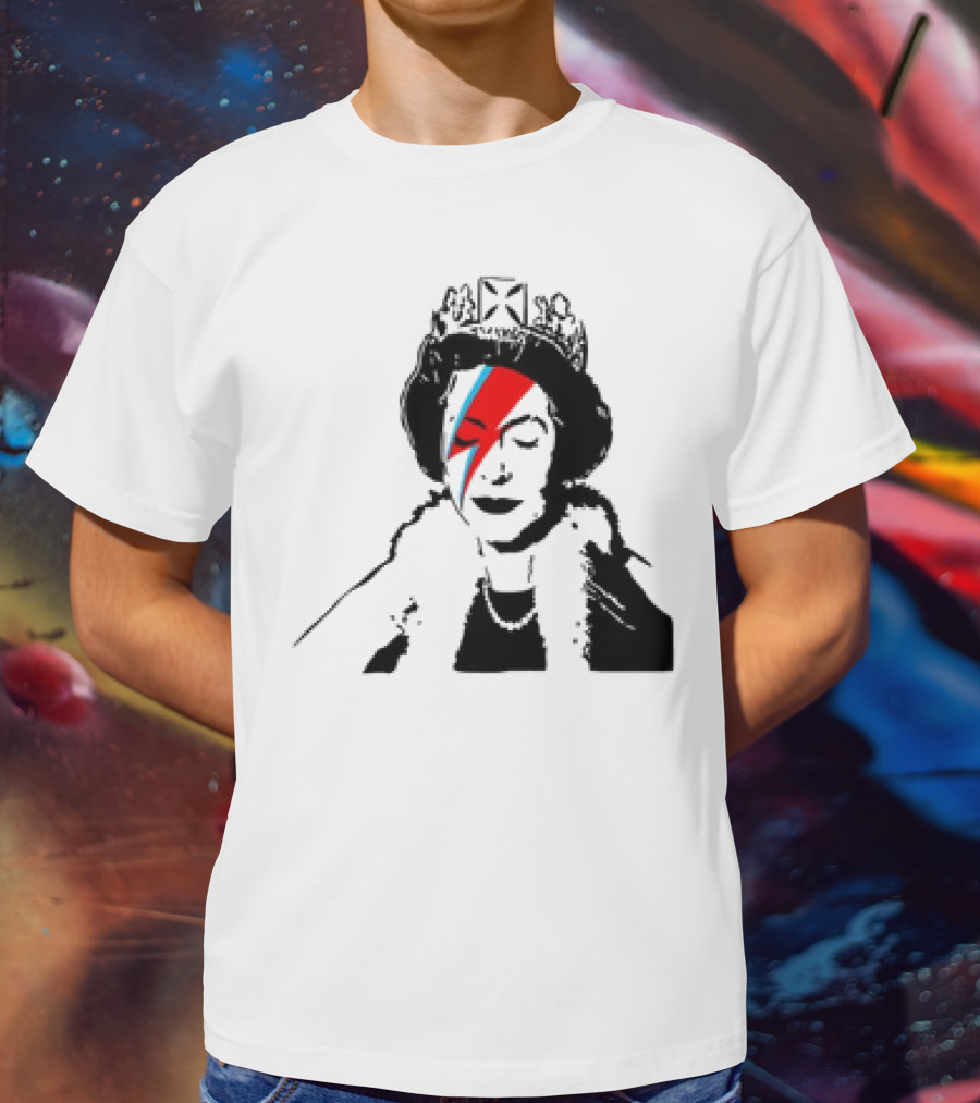 Queen Elizabeth Bowie Lightning Face Paint T-Shirt