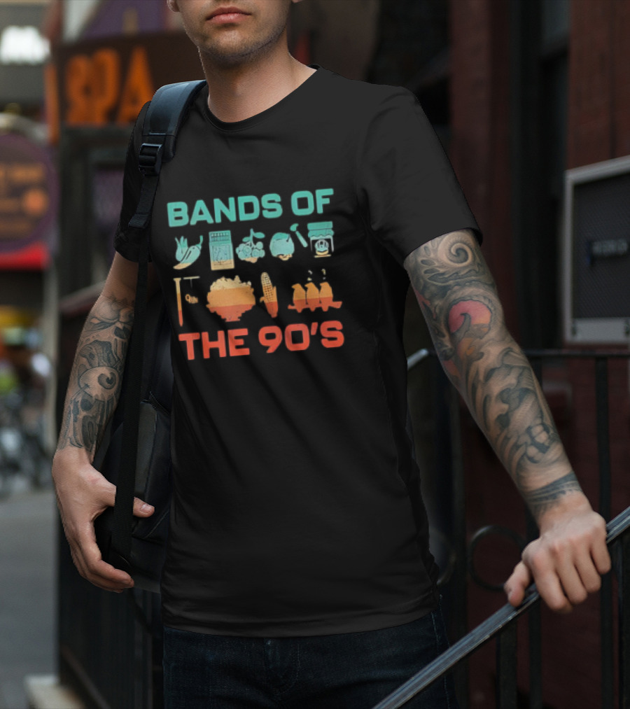 Bands Of The 90s Funny Vegetable Instruments Corn Percussion T-Shirt