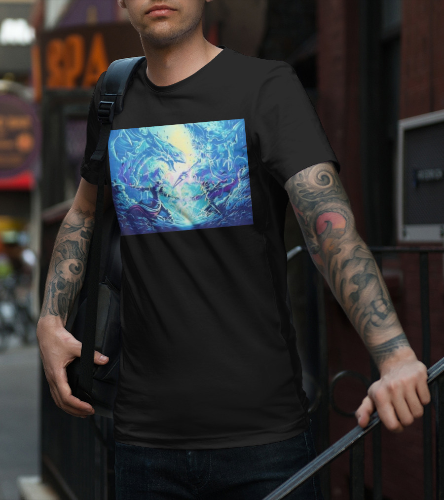 Yu Gi Oh Seto Kaiba Dueling Yugi Muto Blue-Eyes White Dragon And Dark Magician Showdown T-Shirt
