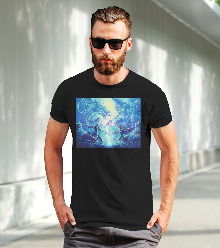 Yu Gi Oh Seto Kaiba Dueling Yugi Muto Blue-Eyes White Dragon And Dark Magician Showdown T-Shirt