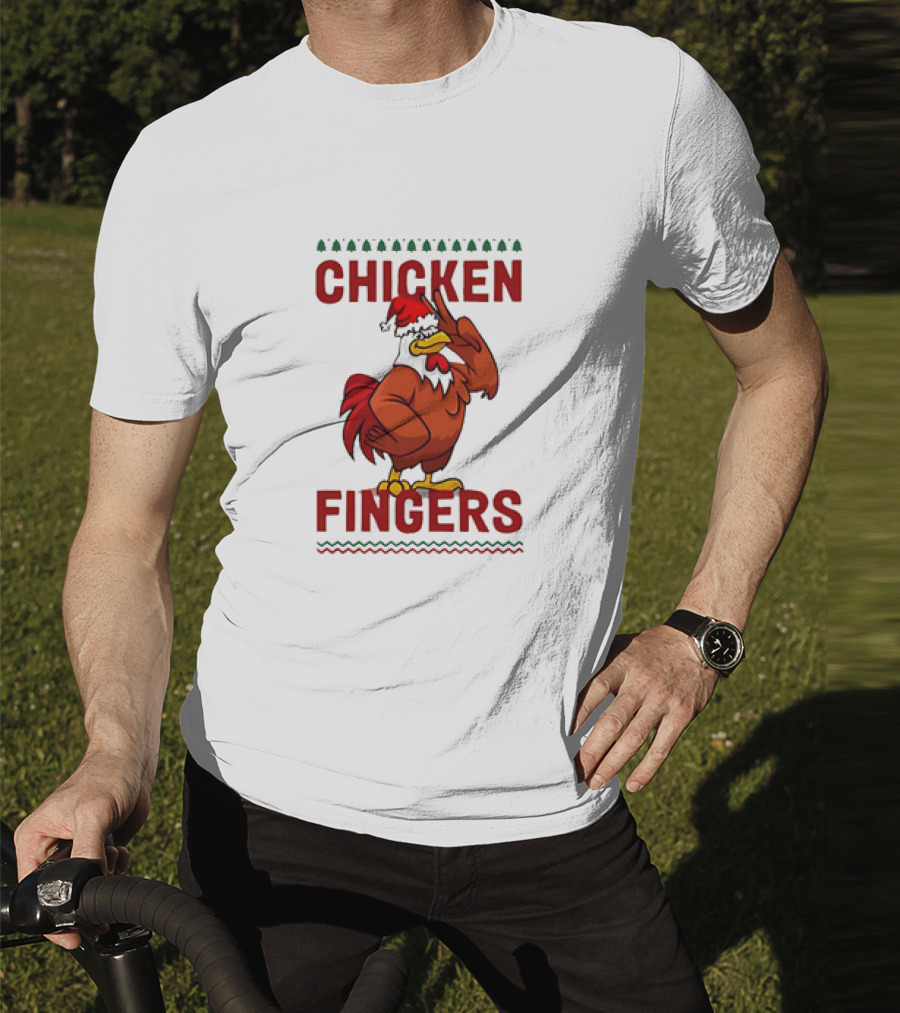 Chicken Fingers Santa Christmas Rooster Santa Hat T-Shirt