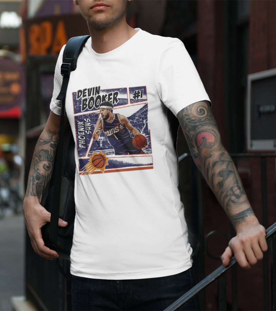 Devin Booker Phoenix Suns #1 Comic Vintage NBA Basketball T-Shirt