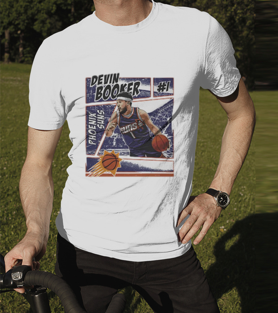 Devin Booker Phoenix Suns #1 Comic Vintage NBA Basketball T-Shirt