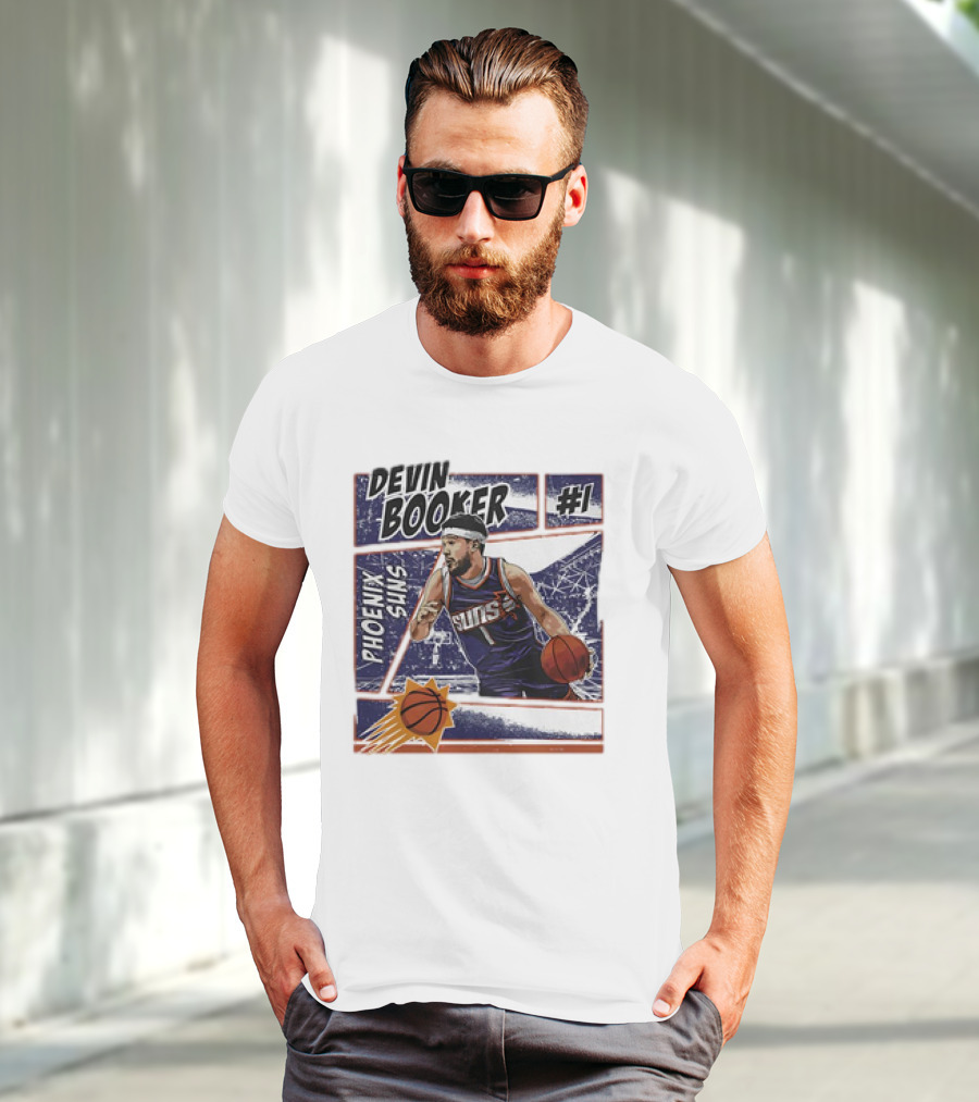 Devin Booker Phoenix Suns #1 Comic Vintage NBA Basketball T-Shirt