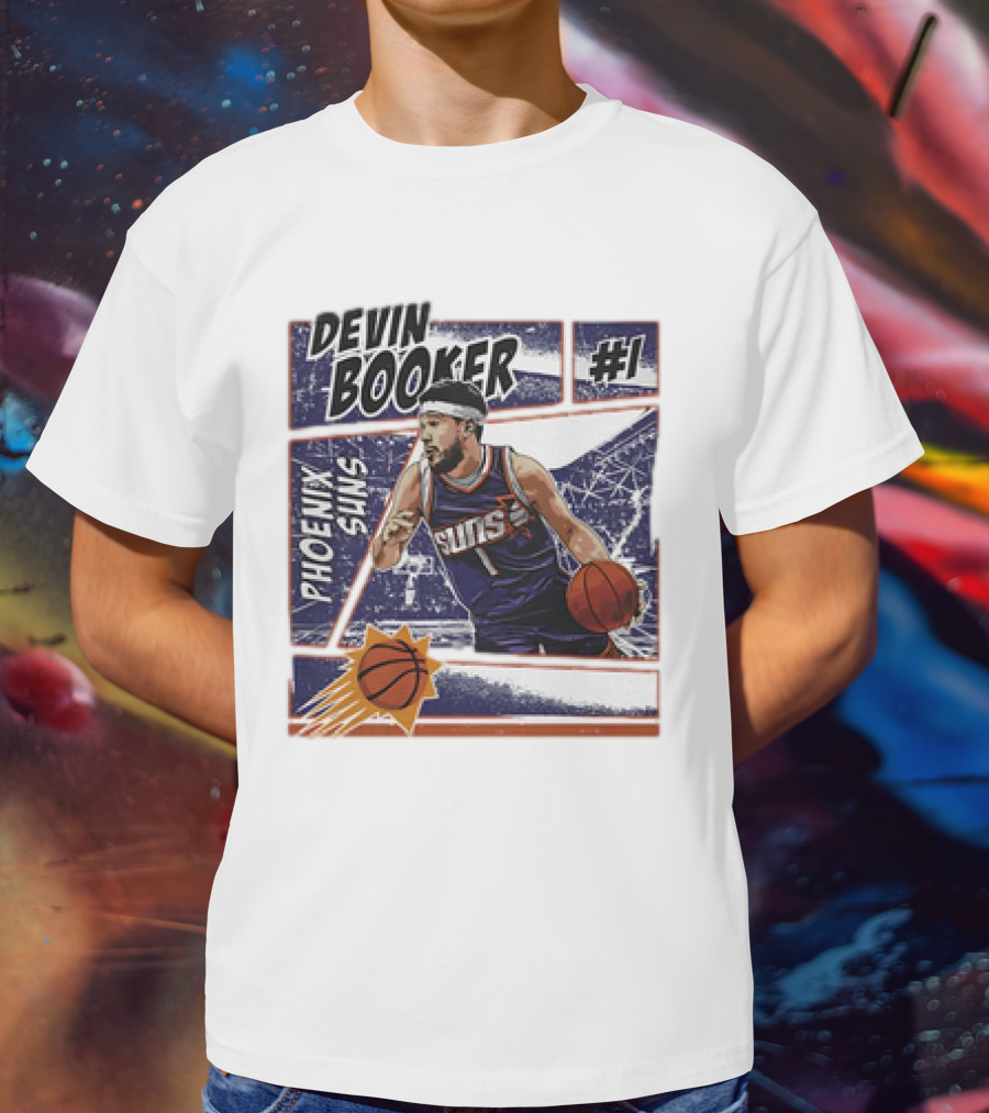 Devin Booker Phoenix Suns #1 Comic Vintage NBA Basketball T-Shirt