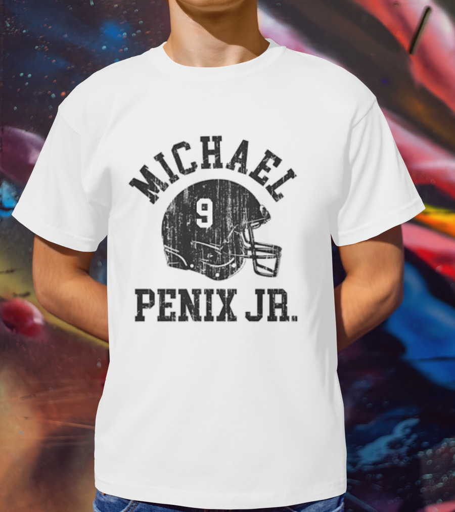 Michael Penix Jr. Vintage Font Football Helmet Number 9 T-Shirt