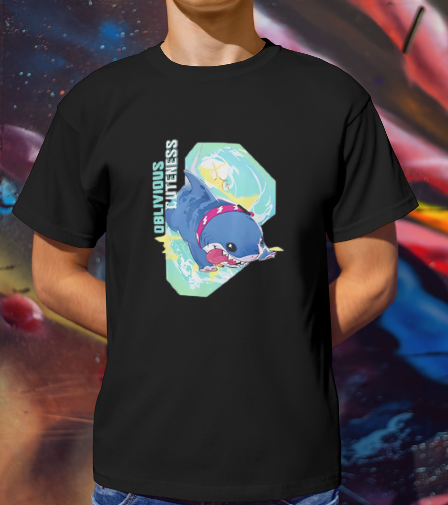 Oblivious Cuteness Shark Water Splash Adventure T-Shirt