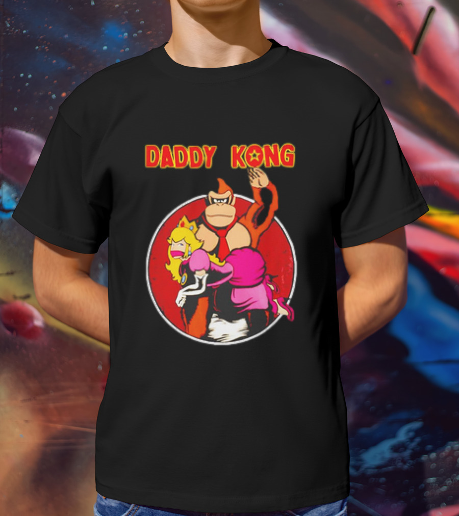 Daddy Kong Funny Retro Gaming Humor With Princess Character Playful T-Shirt