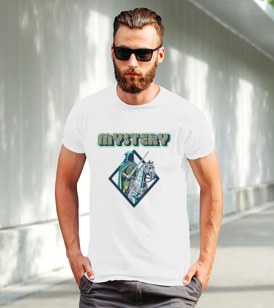 Mystery Knight On Horse In Geometric Frame T-Shirt