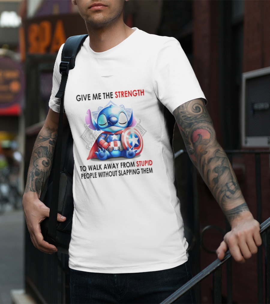 Stitch Captain Give Me The Strength To Walk Away From Stupid People Without Slapping Them T-Shirt