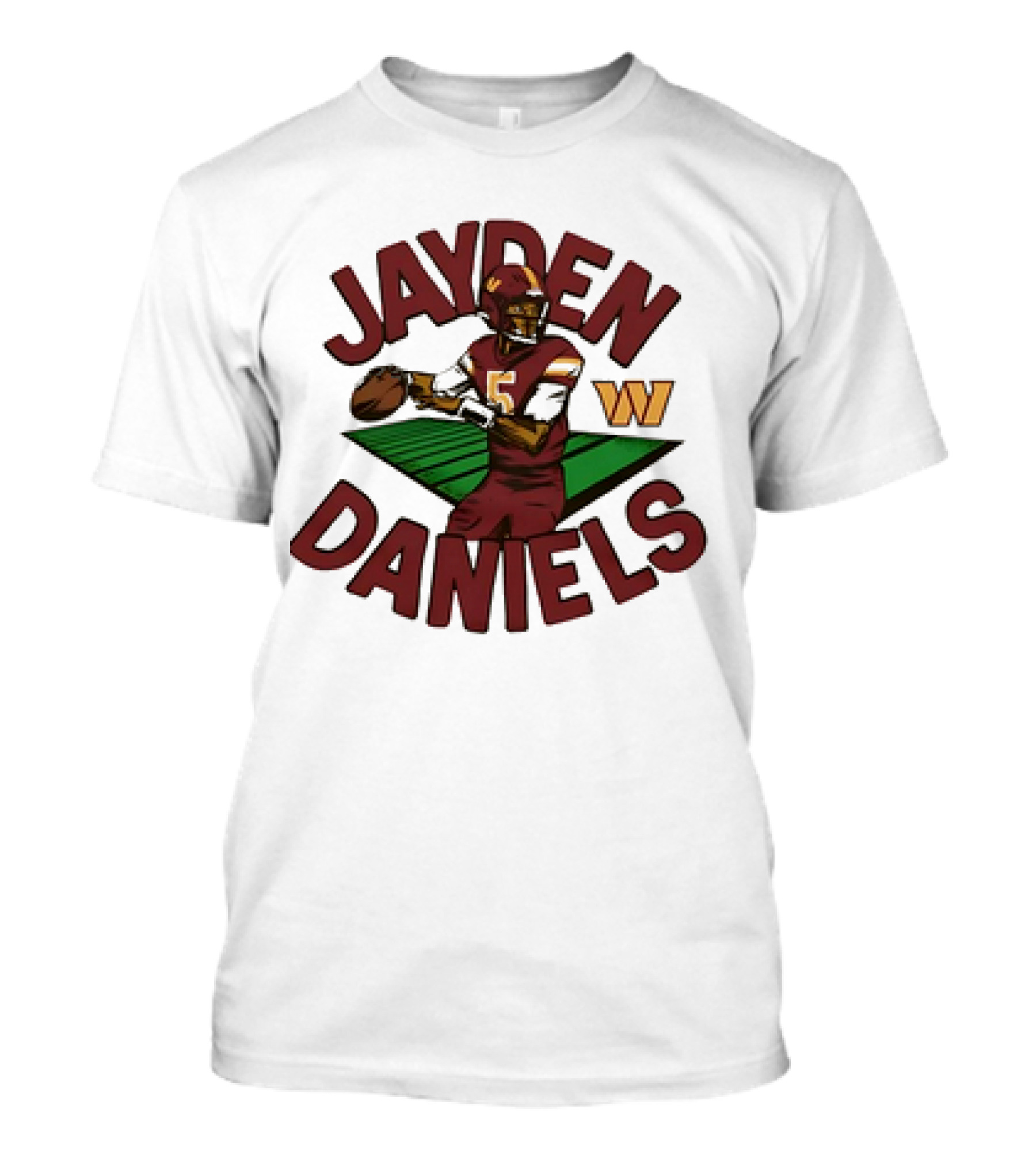 Washington Commanders Jayden Daniels Cartoon Quarterback W T-Shirt