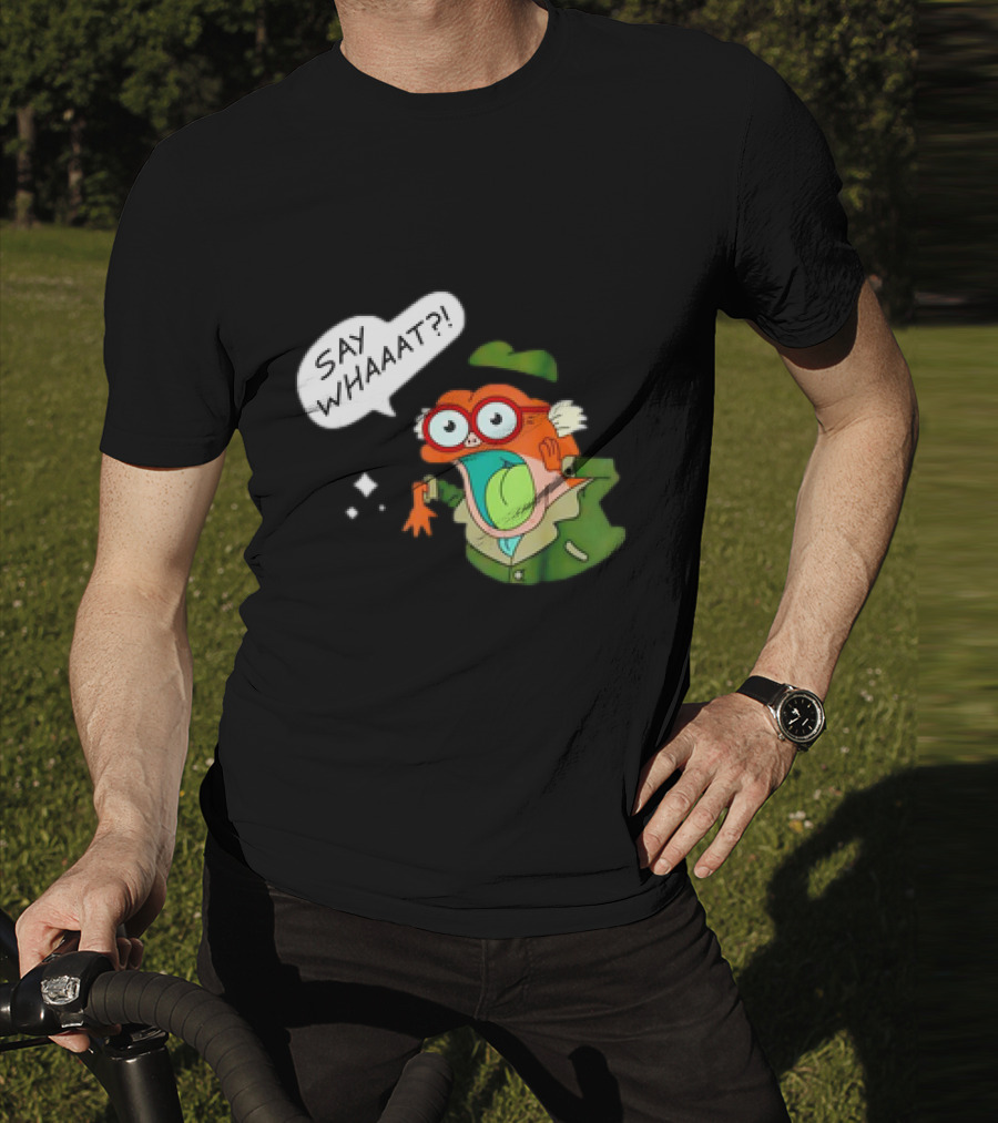 Hop Pop Plantar Amphibia Say Whaaaat Frog Cartoon Character Reaction T-Shirt