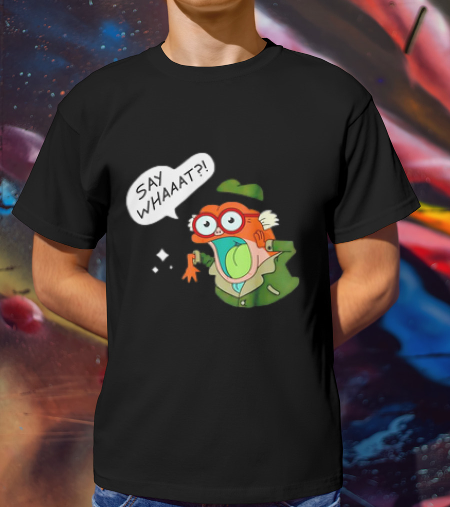 Hop Pop Plantar Amphibia Say Whaaaat Frog Cartoon Character Reaction T-Shirt