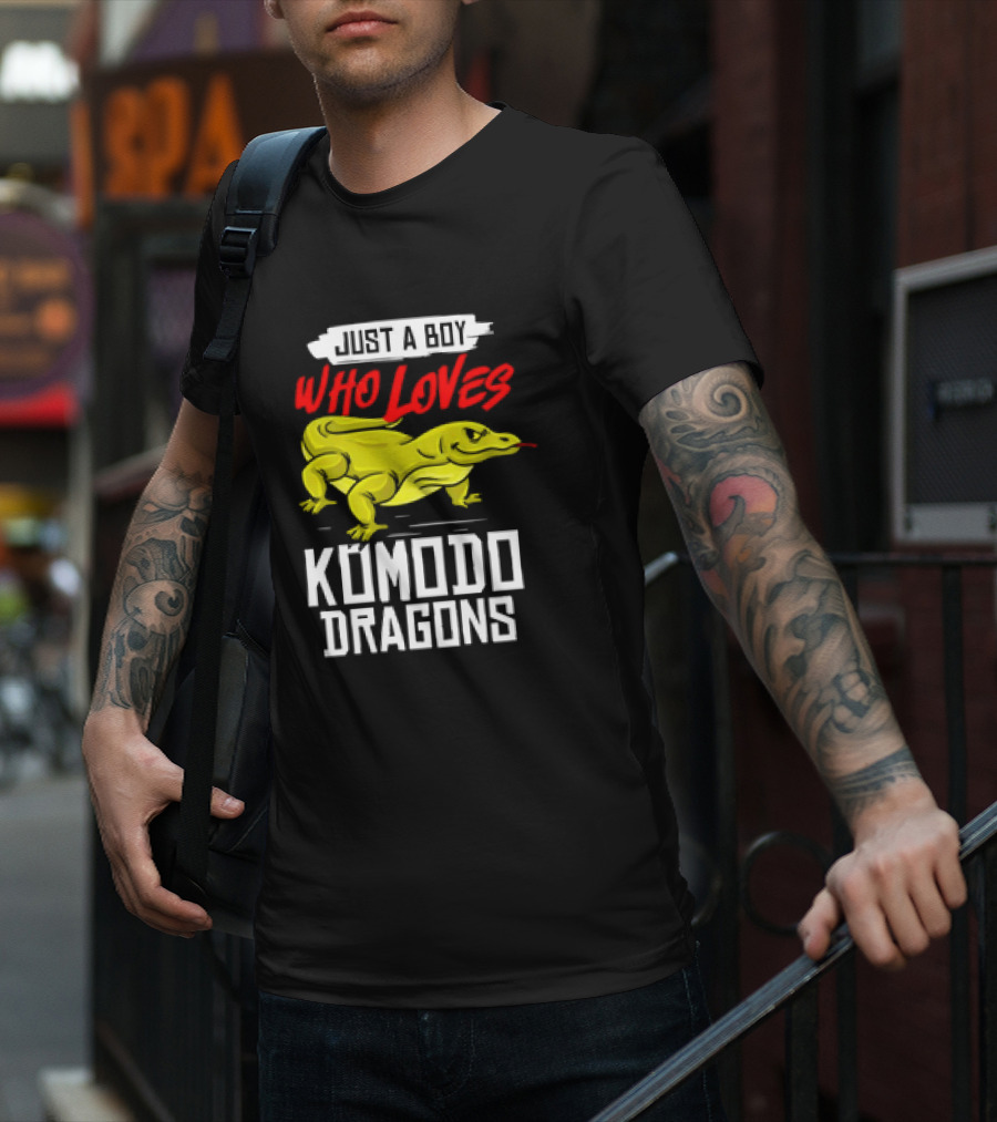 Just A Boy Who Loves Komodo Dragons With Yellow Lizard T-Shirt
