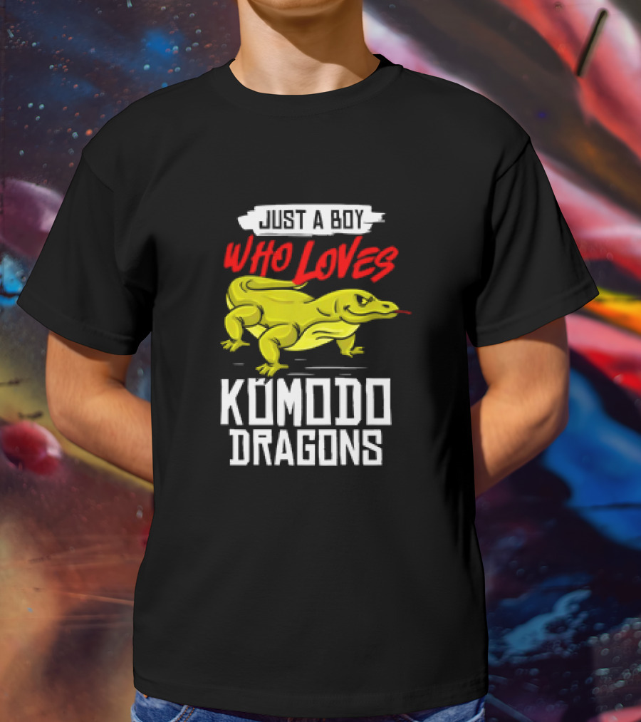 Just A Boy Who Loves Komodo Dragons With Yellow Lizard T-Shirt