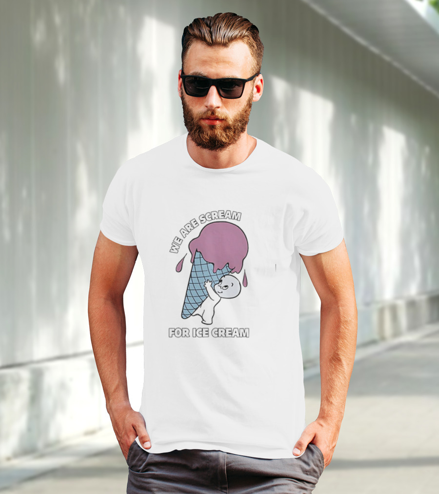 We Are Scream For Ice Cream Happy Ghost Hugging Purple Ice Cream Cone T-Shirt