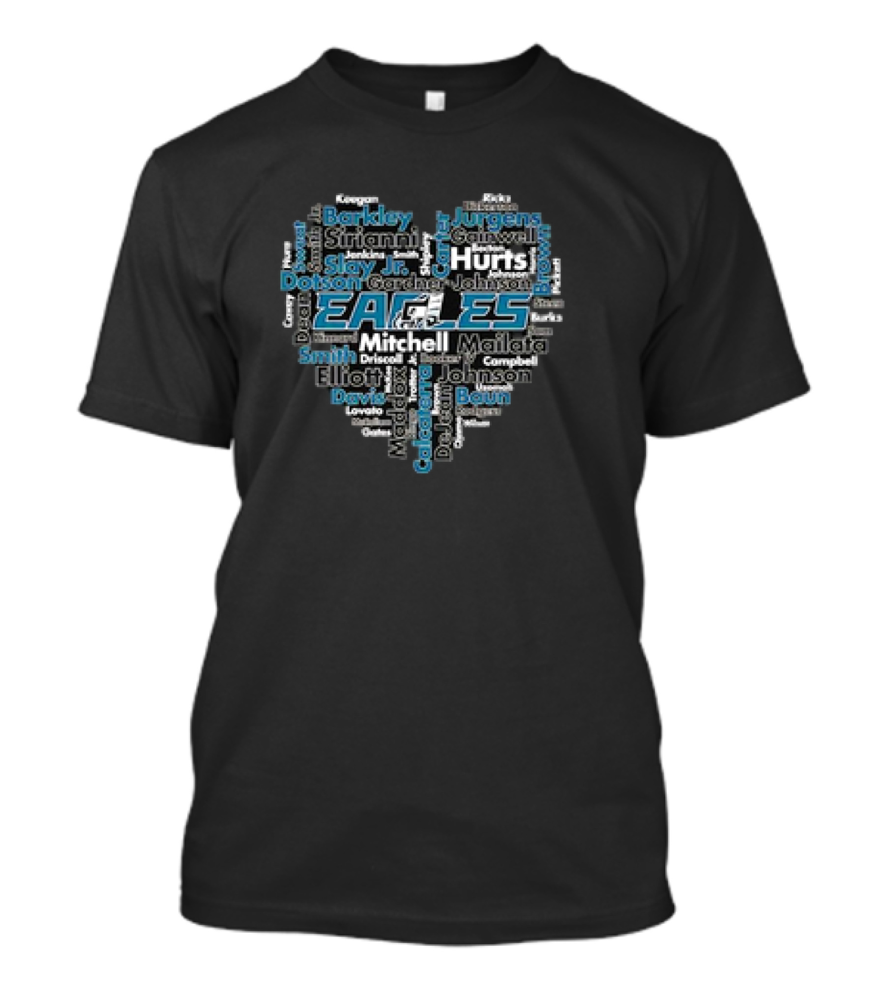 Heart Of Eagles Philadelphia Names Including Hurts, Smith, Slay Jr., Johnson T-Shirt