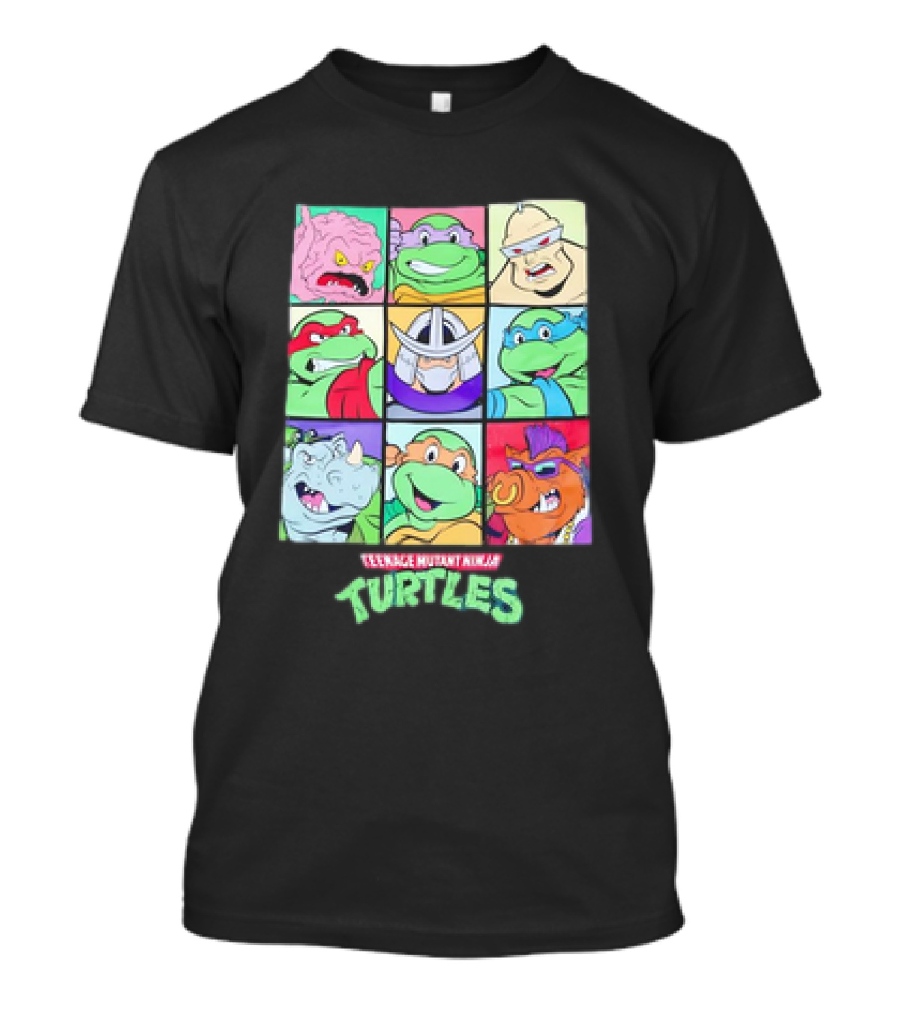 Teenage Mutant Ninja Turtles Villains And Heroes Grid Faces T-Shirt