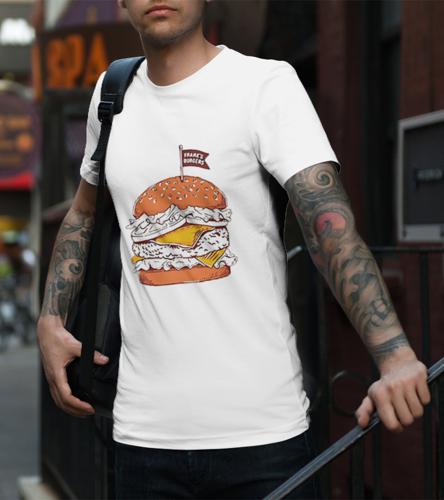 Frank’s Burgers Cheeseburger With Lettuce And Flag T-Shirt