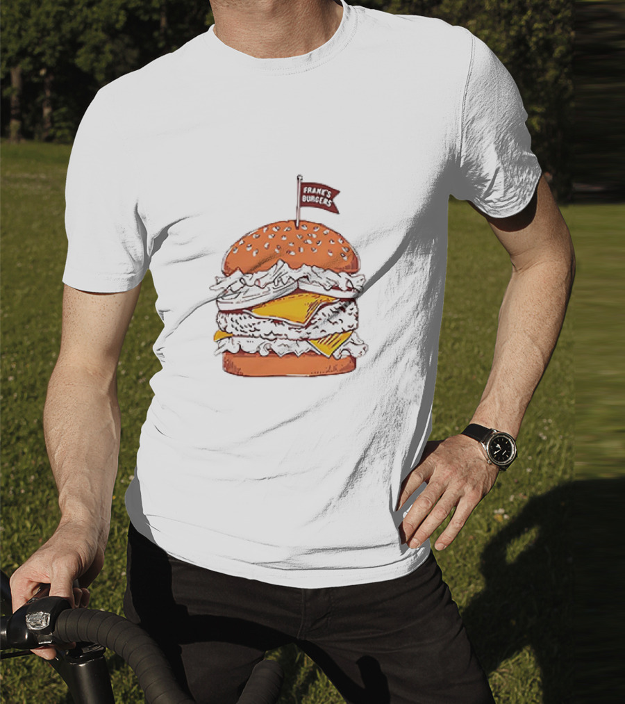Frank’s Burgers Cheeseburger With Lettuce And Flag T-Shirt