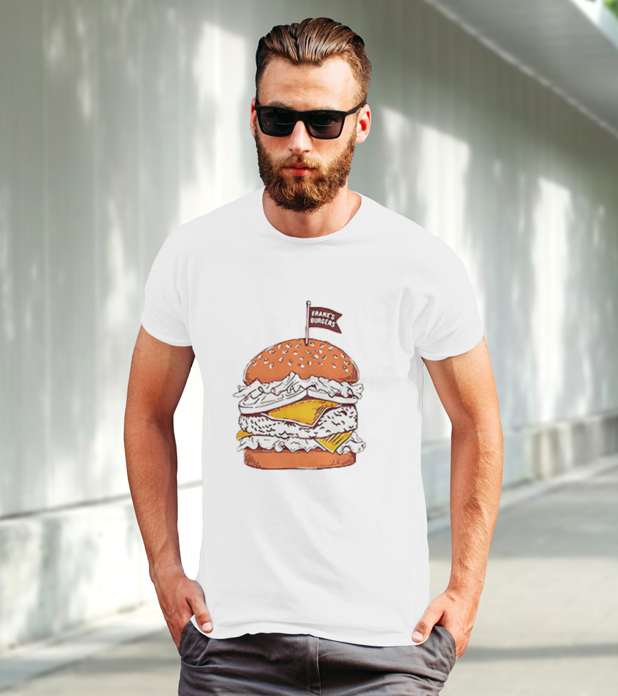 Frank’s Burgers Cheeseburger With Lettuce And Flag T-Shirt