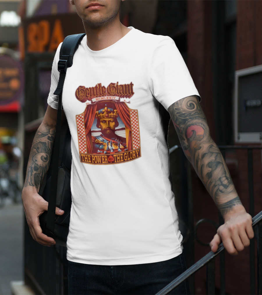 Gentle Giant MCMLXXIV The Power And The Glory King Chessboard Curtain T-Shirt