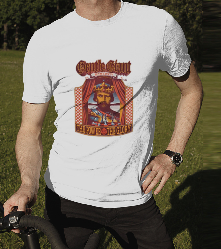 Gentle Giant MCMLXXIV The Power And The Glory King Chessboard Curtain T-Shirt