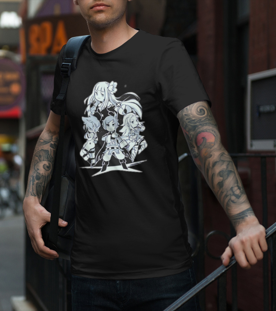 Bravely Default I'm Going All Out Anime Style Character Ensemble T-Shirt
